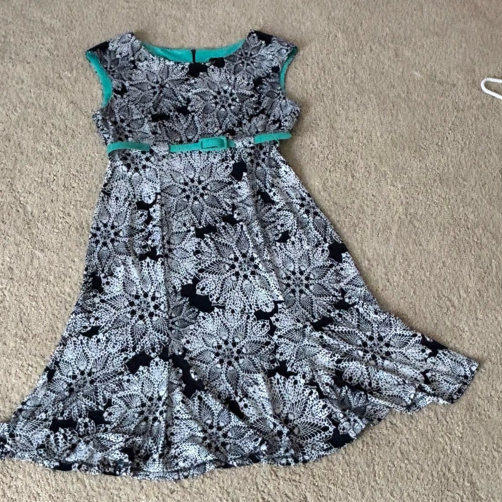 connected apparel Navy & White Floral Lace Maxi Dress